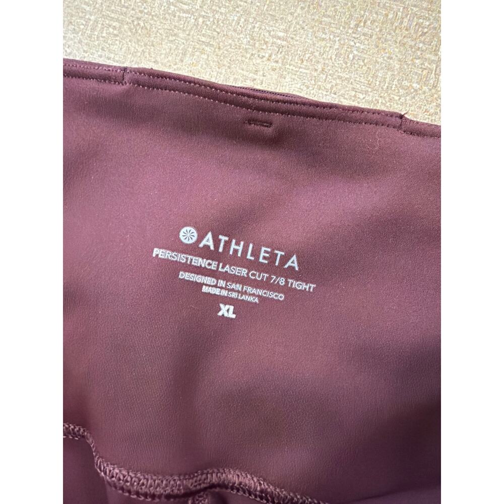 Athleta Persistence Laser cut 7/8 tight maroon leggings women's size XL - Picture 6 of 7